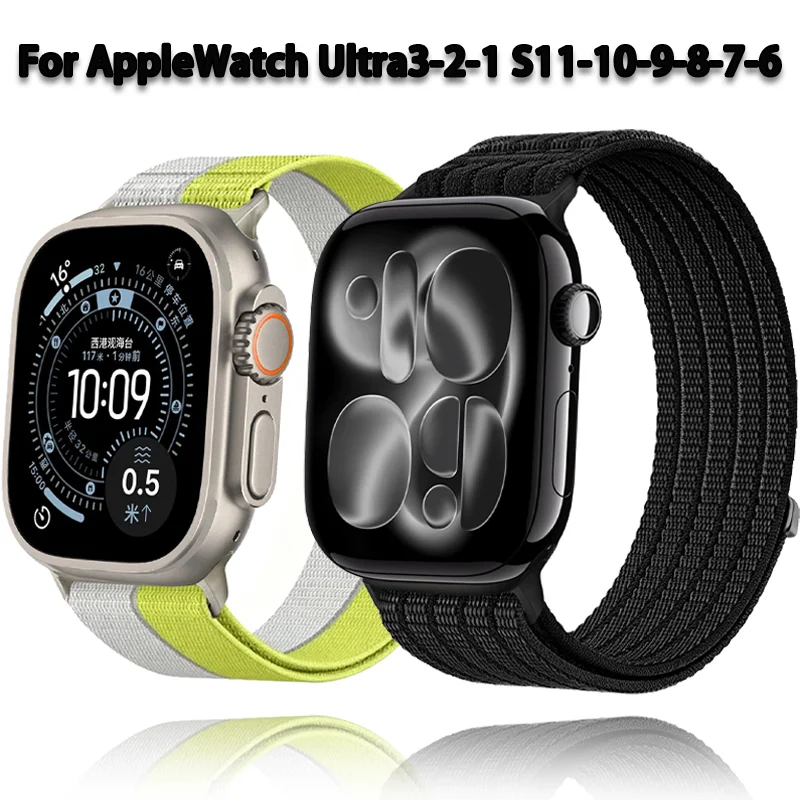 Nylon-Schlaufenarmband für Apple Watch Ultra 3-2 Serie 11 10 9 8 7 6 5 4 SE3-2 Band 49mm 46mm 45mm 44mm 42mm 40mm 41mm Armband Gürtel