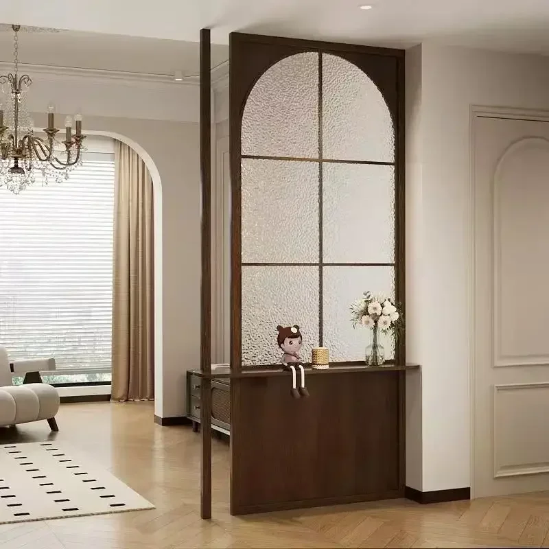French retro screen partition, living room glass porch cabinet, decorative entry, door shielding, drawer storage integrated cab