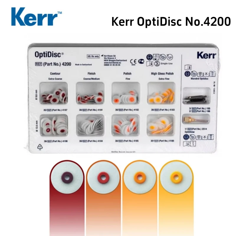 Kerr OptiDisc Polishing Disc 4200 4188 Kit Finishing System Mandrel Stripes Set Dentist Grinding Wheel Kerr Restoratives