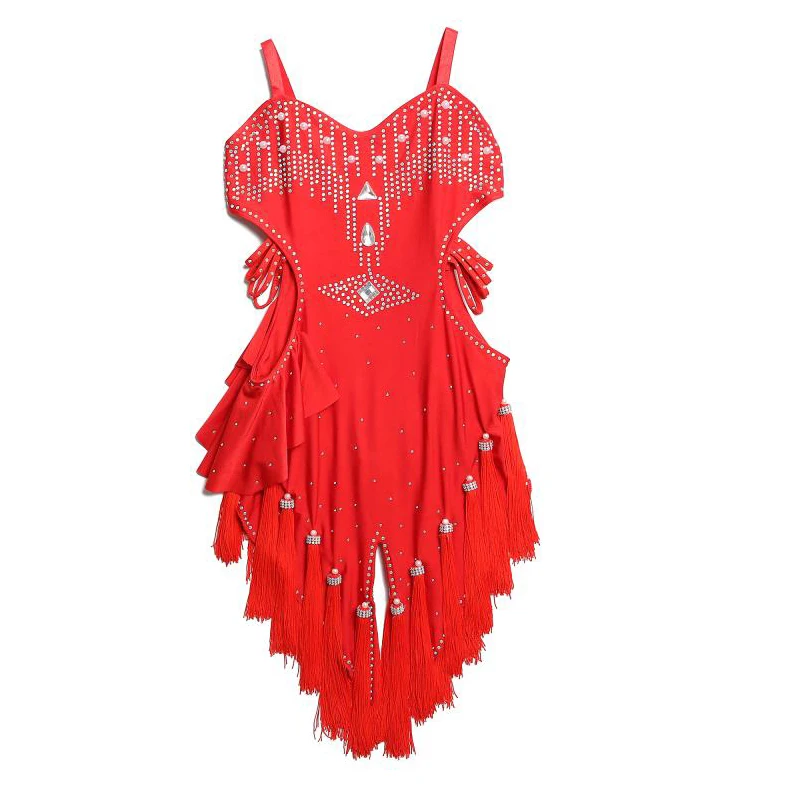 Glands paillettes filles salle de bal danse latine vêtements enfants Salsa compétitions Costumes filles patinage artistique robe Rave vêtements