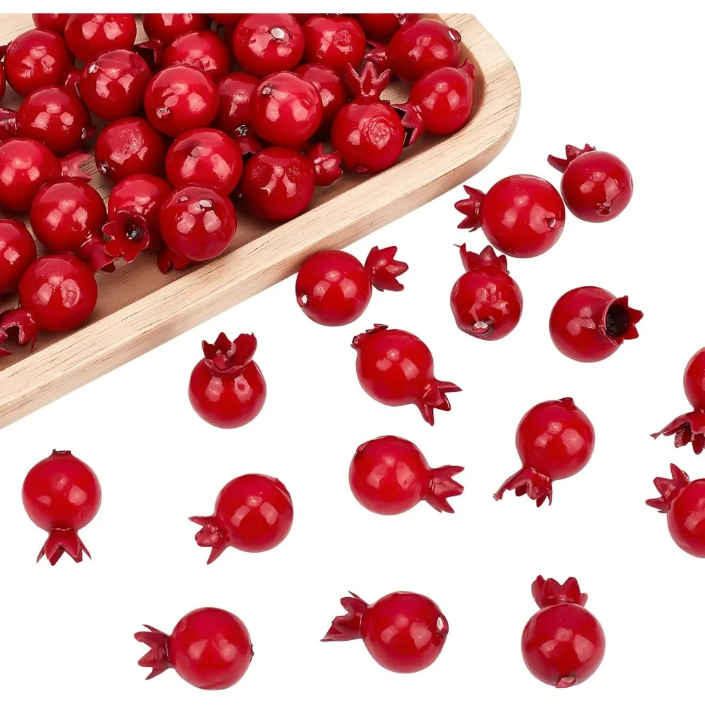 50Pcs Mini 0.79 Inch Artificial Pomegranate Realistic Fake Fruit Lifelike Apple Simulation Foam Pomegranate for Floral