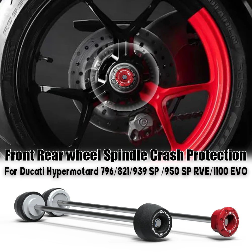 For Ducati Hypermotard 796/821/939 SP /950 SP RVE/1100 EVO/ 2008-2023 Motorcycle Front Rear wheel Spindle Crash Protection