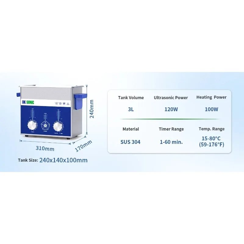 3L Power Adjustable Ultrasonic Cleaner wth Dual Frequency