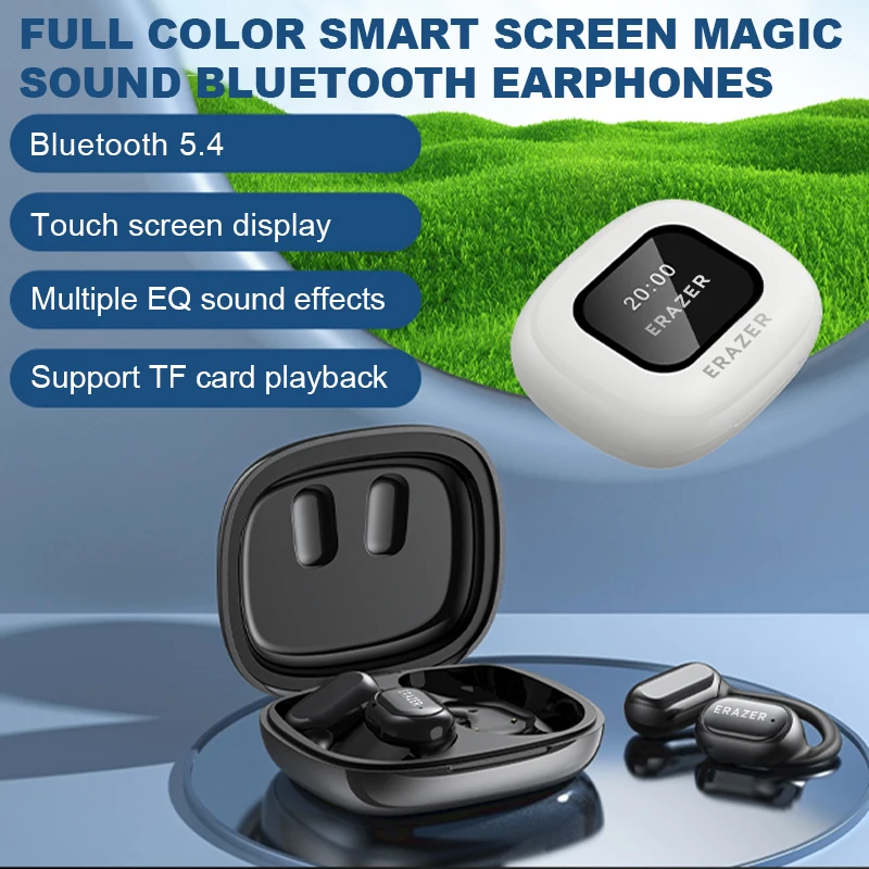 Erazer XP2 Translator Earbuds Bluetooth Earphones OWS Sports Wireless Headphones Color Screen Touch Support TF Card Waterproof