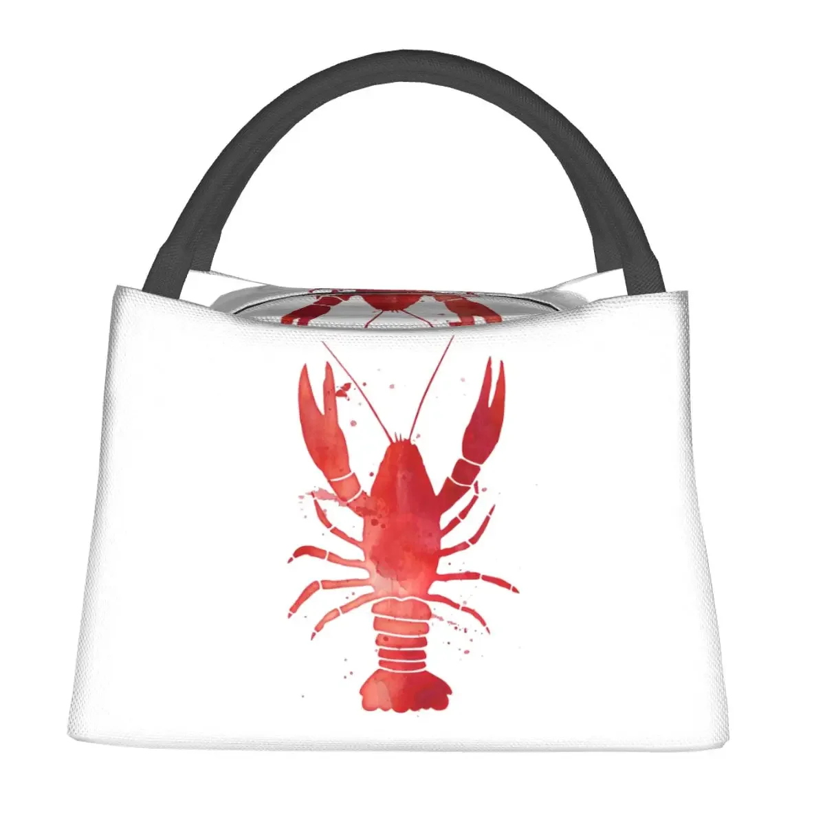 Watercolor Red Lobster Lunch Bags Insulated Bento Box Portable Lunch Tote Picnic Bags Cooler Thermal Bag for Woman Kids School