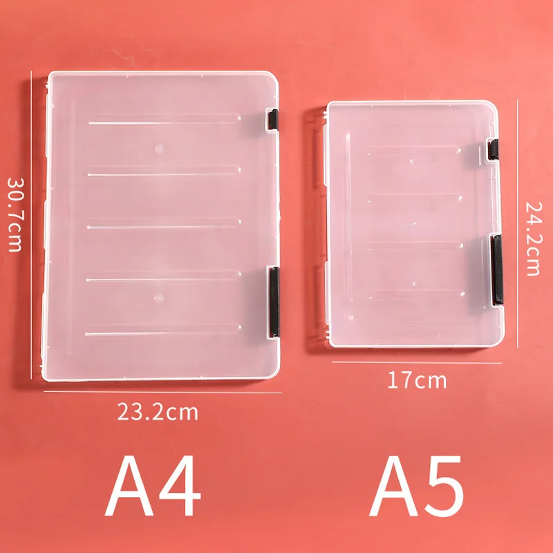 Transparente Classificação Arquivo Caixa De Armazenamento, Portátil Clip Caixa De Plástico, Caixa De Acabamento, Cor Mini, A4, A5