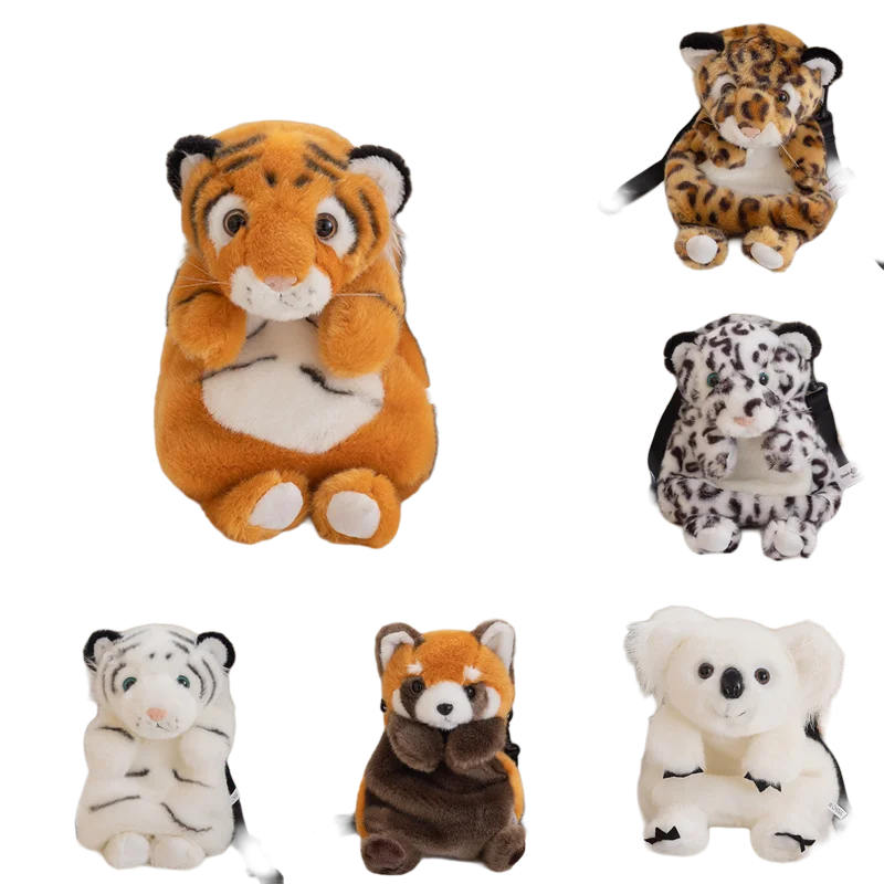 動物シミュレーションバッグ,シングルショルダーバッグ,調節可能なクロスボディベルト,ショッピングウォレット,ギフト,ヒョウ,アライグマ,トラ,コアラ,30cm