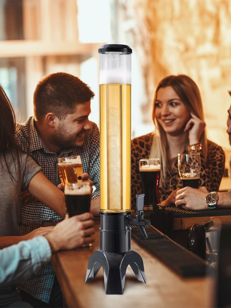 3L موزع البيرة برج البيرة مع حنفية وأنبوب الجليد موزع المشروبات مصباح ليد موزع مشروبات شفافة بار الملحقات #6