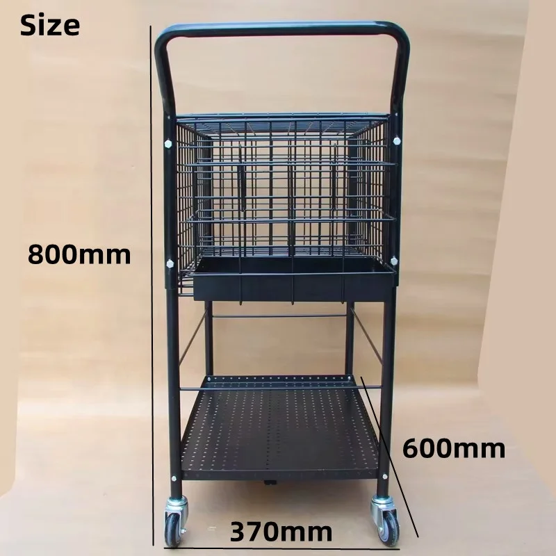 Custom for Powder Coated Floor Standing Metal Storage Rack Basket Cart for Sports Equipment Displaypromote sales