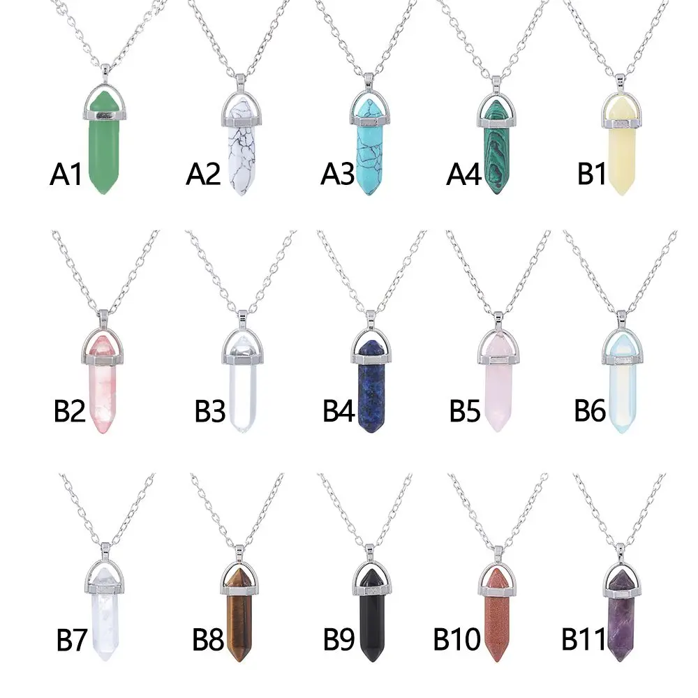 Silver Plated Point Pendulum Chakra Jewelry Accessories Quartz chain Natural Crystal Necklace Stone Pendant