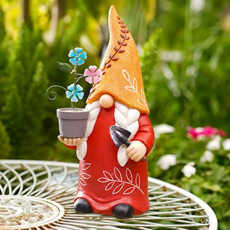 Solar Floor Essence Dwarf Resin Outdoor Waterproof Decorative Cartoon Courtyard Resin Craft Ornament Cute Resin Lamp