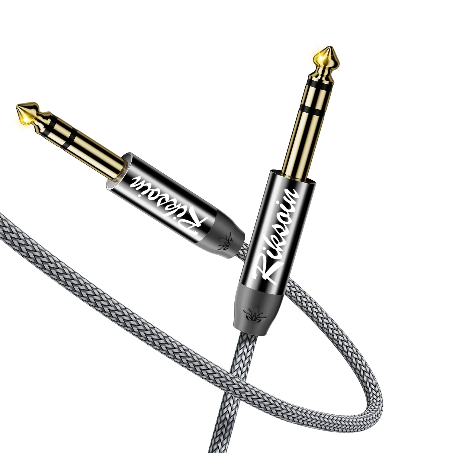 Cable de Instrumento RIKSOIN TRS de 1/4 de Pulgada, Cable Recto de 6.35mm para Guitarra, Bajo y Amplificador, Conector Macho de 6.35mm, Audio Estéreo de Doble Canal Balanceado