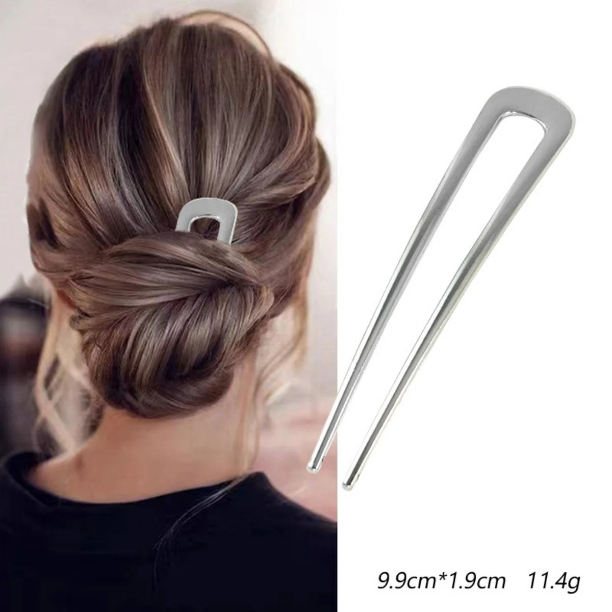 Fashion Hair Accessories Metal U Shape Hair Stick For Women Silver Gold Color Elegant Shell Enamel Hairpin Female Headwear Gifts