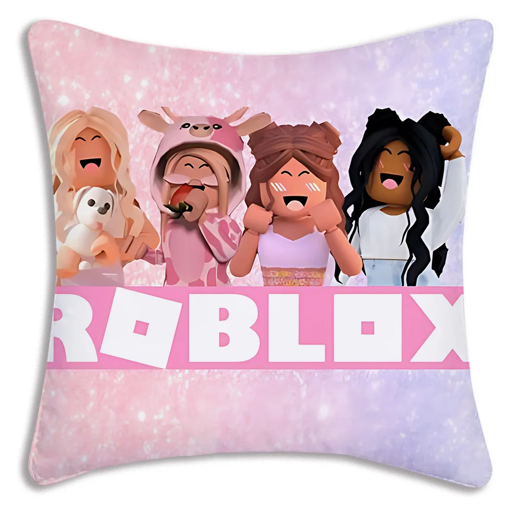 Pillow Covers Cartoon For R-Robloxs Sofa Decorative Home Double-sided Printing Short Plush Cute Cushion Cover