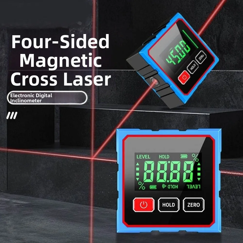 Elektronische digitale hoekdipèremeter Gradiëntmeting Dual Cross Level Gradenboog Inclinometer Niveaumeter Vierzijdige hoekmeter