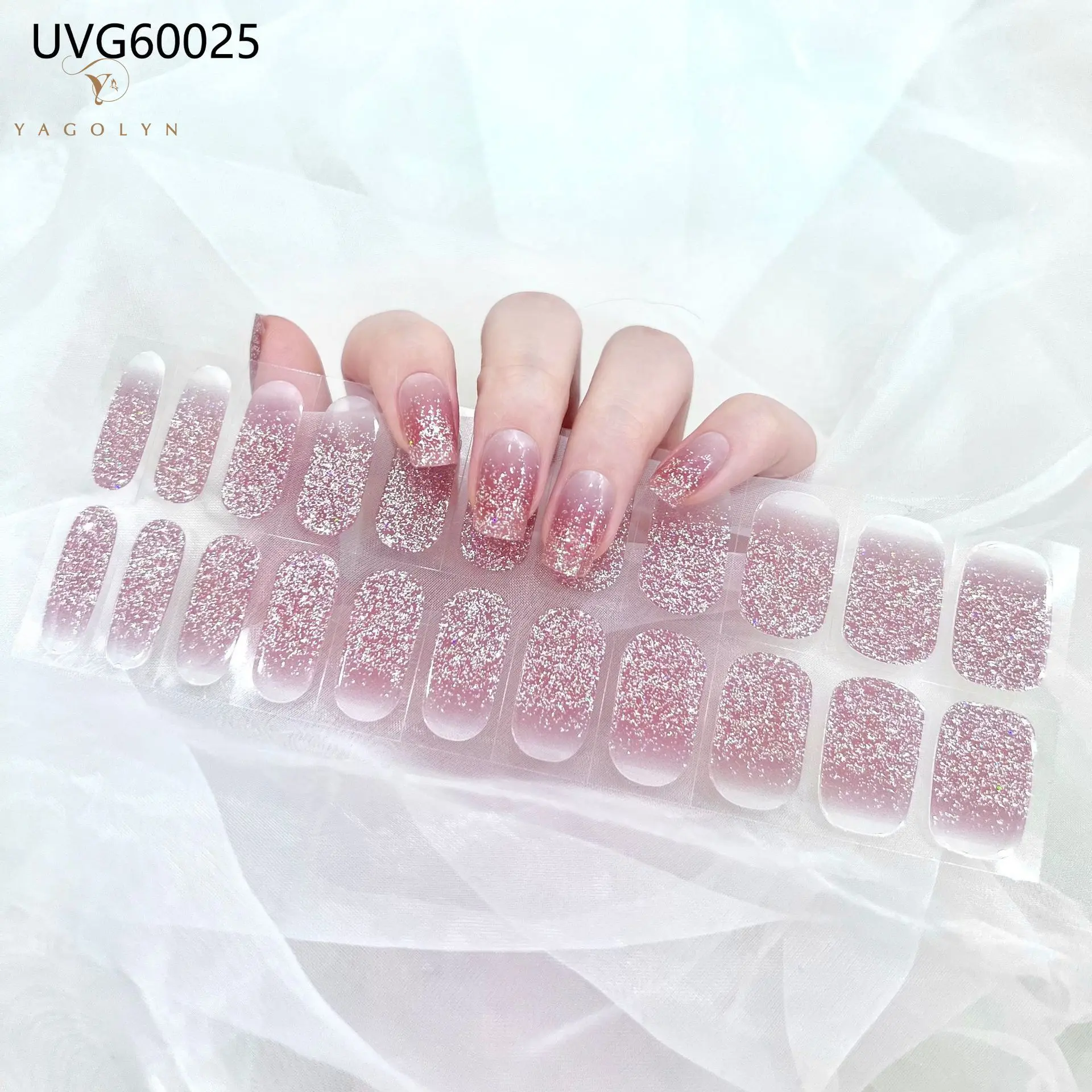 22Tips/Sheet Multicolor Decals Gel Nagelstickers Voor UV-Lamp Semi-Uitgeharde Gel Nagels Strips Hoge Kwaliteit Gebruik 100% Nagelgel Maniko