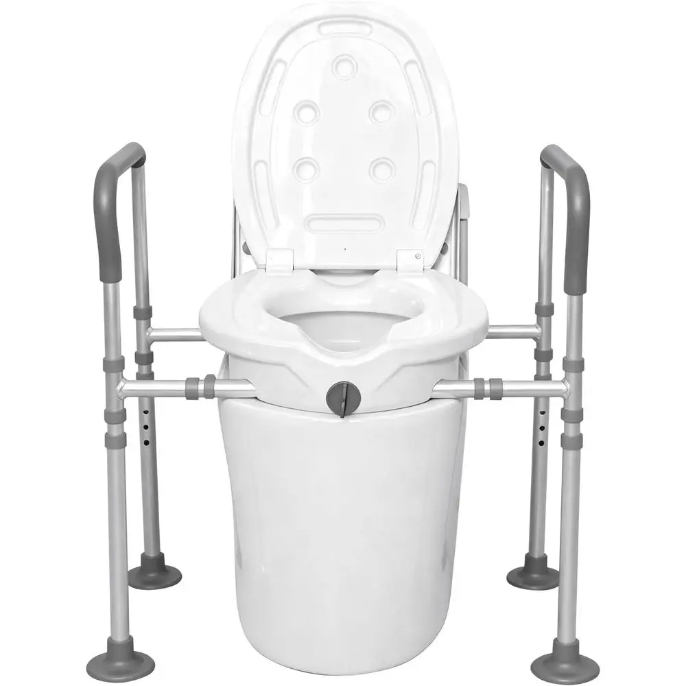 Raised Toilet Seat with Handles, Adjustable Height & Width Elevated Toilet Riser for Seniors, 350lbs Heavy Duty Toilet Lift Seat