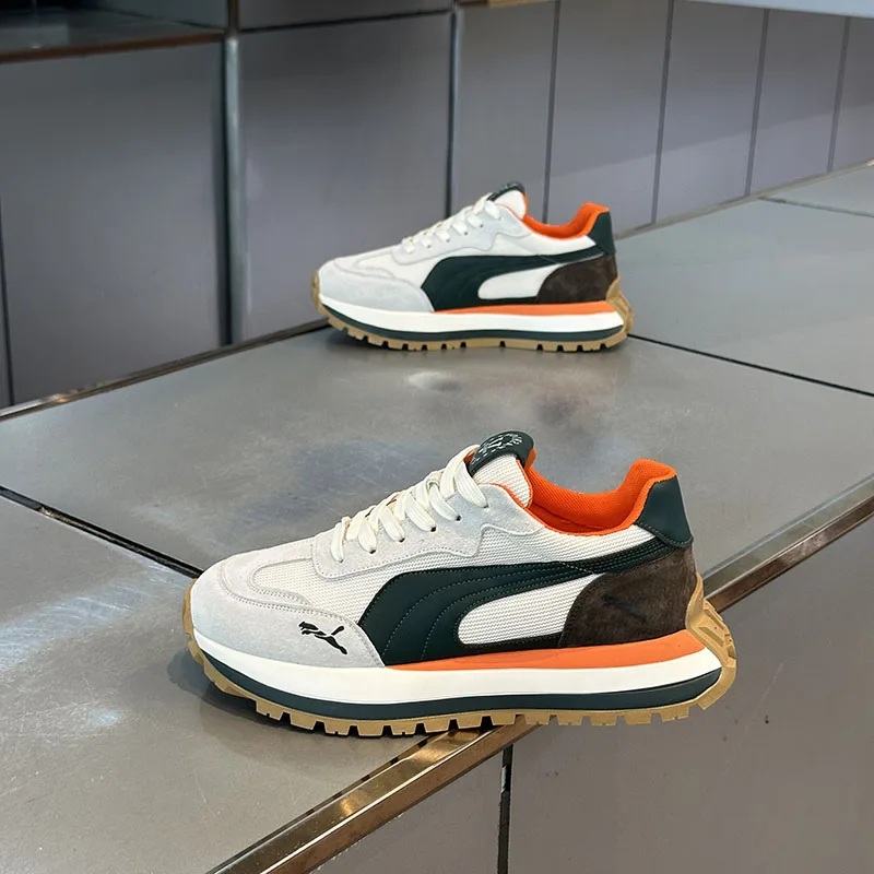 2025 zapatos casuales de primavera, zapatillas de deporte a la moda que combinan con todo, zapatos cómodos transpirables para papá, zapatos de marca de moda de suela gruesa Vintage