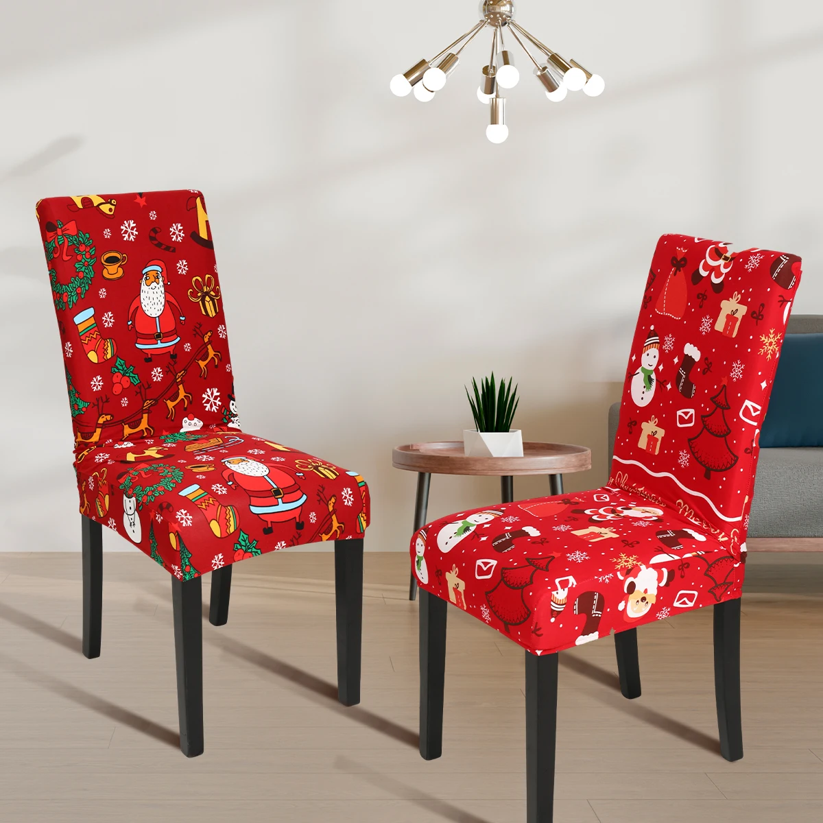 

Christmas Decorative Chair Cover Stretchable Washable Chair Back Cover for Home New Year Table Christmas Decoration Xmas Gift