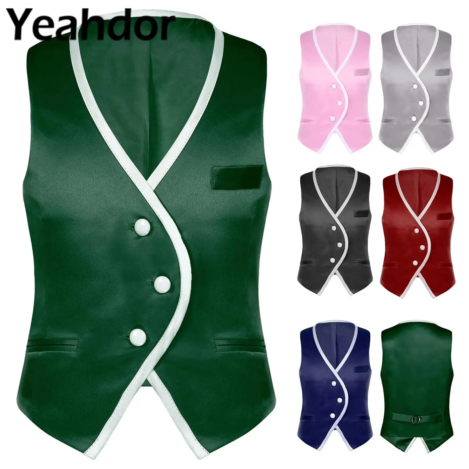 

Kids Boys Suits Vest Gentleman Formal Waistcoat V Neck Tank Top for Birthday Wedding Party Vests Host Stage Performance Tops