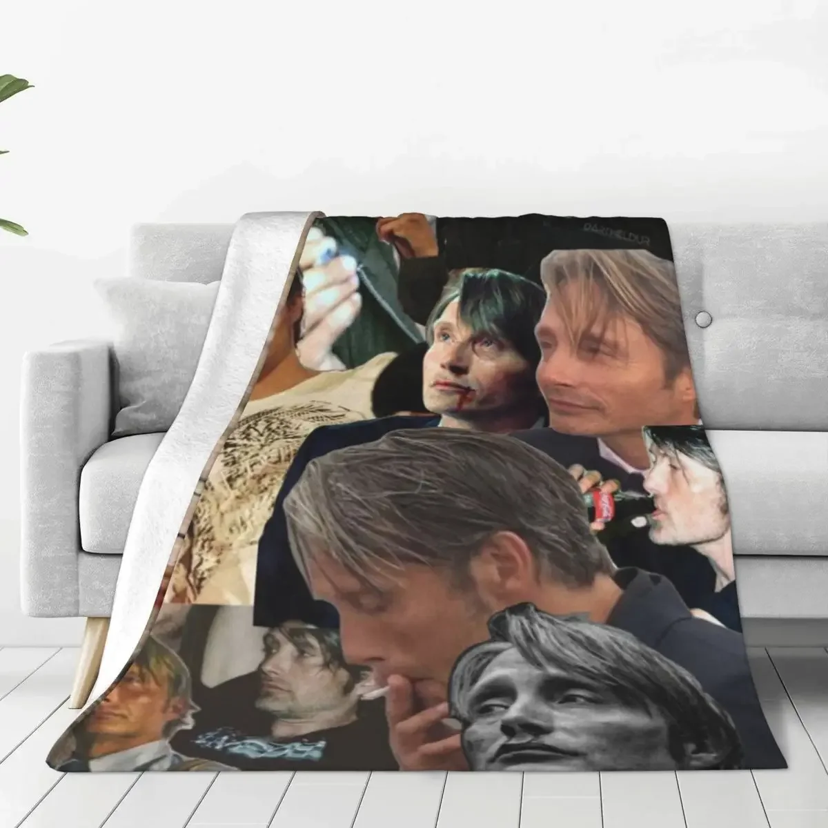 Mads Mikkelsen Warm Soft Blanket Actor Star Photos Airplane Travel Throw Blanket Winter Funny  Flannel Bedspread Sofa Bed Cover