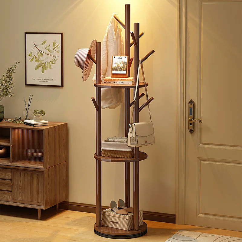 

Solid wood coat rack Floor-to-ceiling bedroom hanger Clothing storage rack Living room door Home indoor rotating hanger