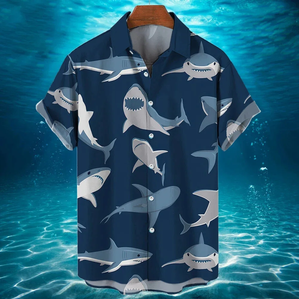 Men's Shirt For Men Funny Marine animal 3d Print Tops Casual Men's Clothing Summer  Short Sleeved Tops Tee Loose Oversized Shirt