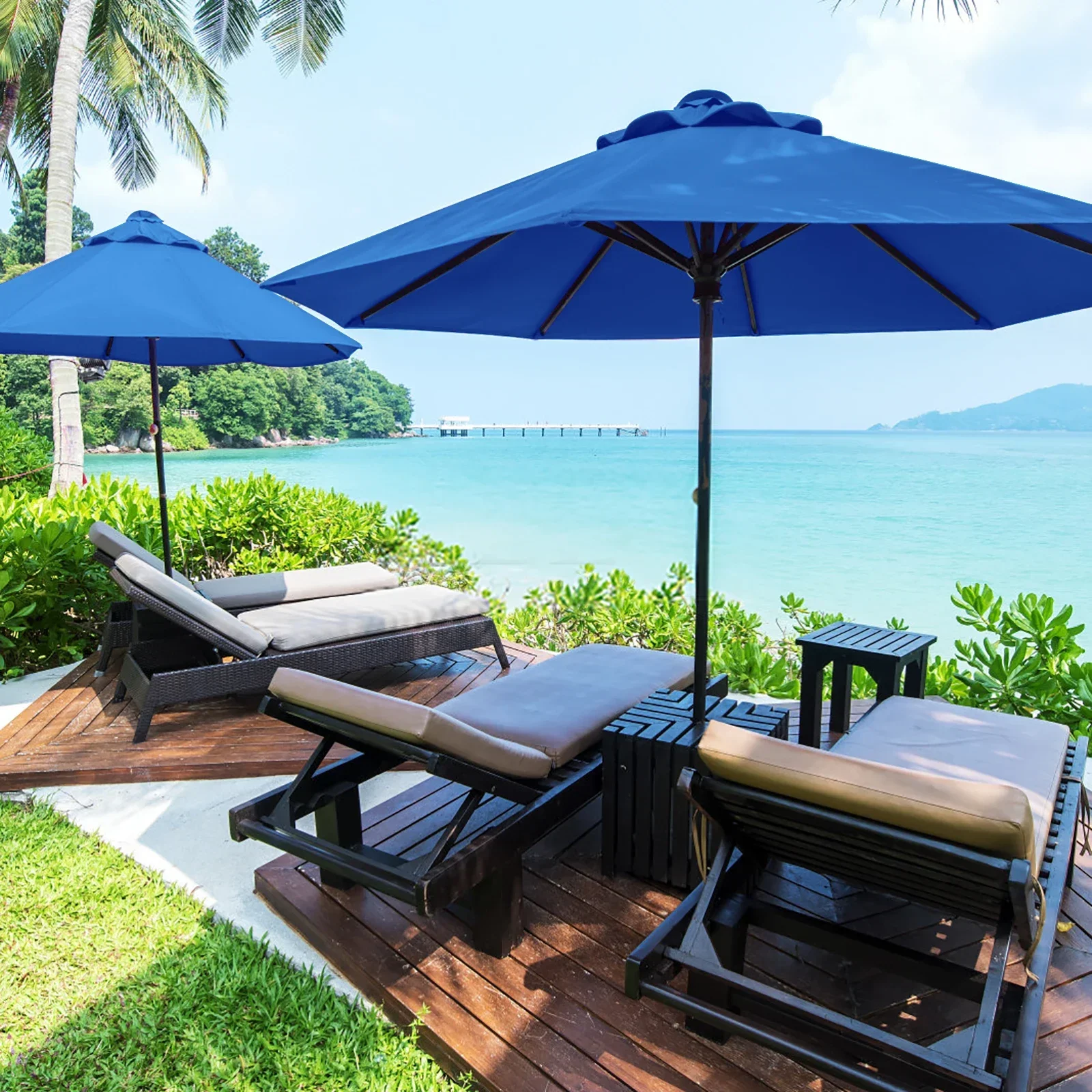 2.7M/3M Polyester Patio Sunshade 6/8Ribs Umbrella Frame Shade Cloth Outdoor Parasol UV Protection Replacement