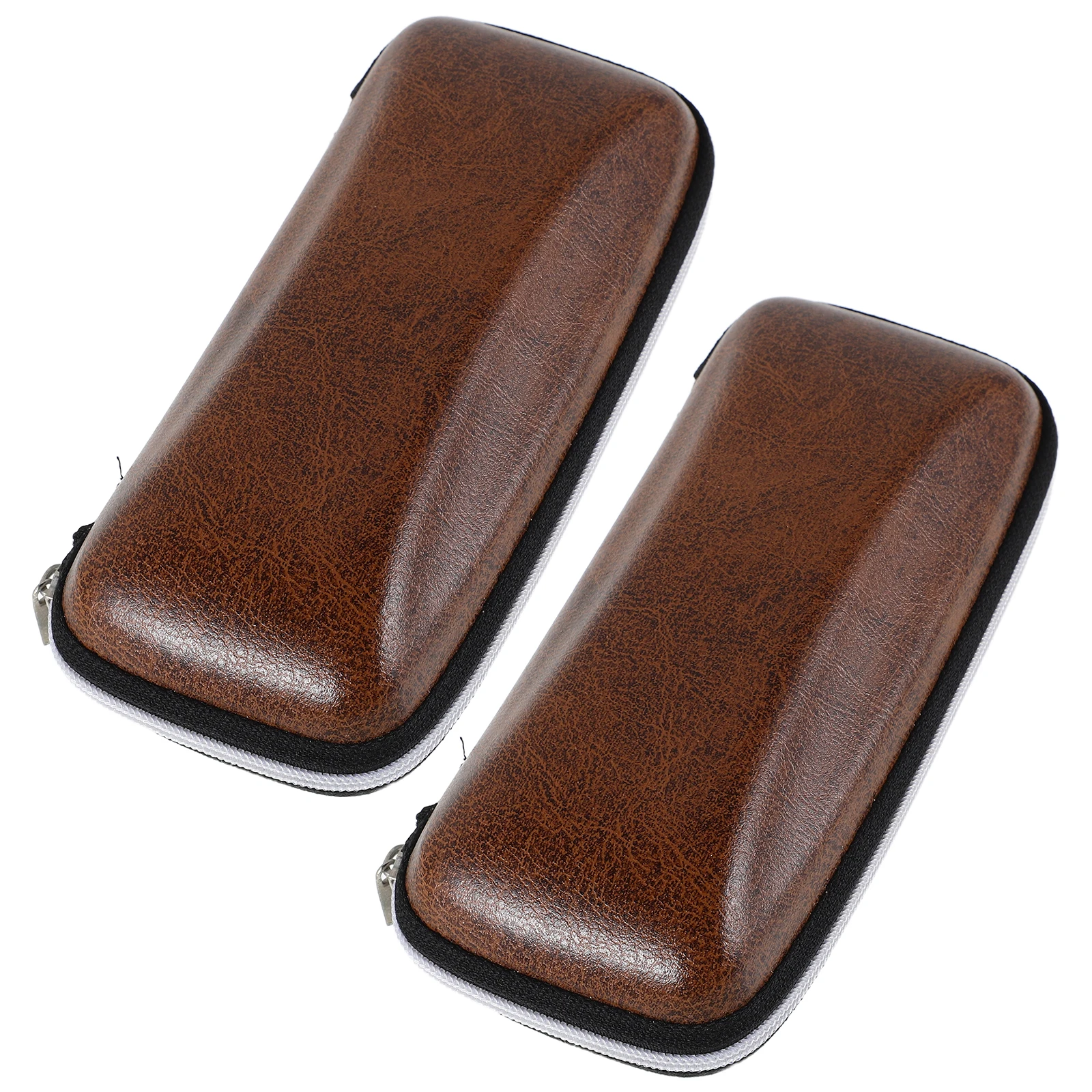 

2pcs Zipper Eyeglass Case Pu Glasses Holder Travel Sunglasses Pouch Soft Lining Compact Protective Storage Bag