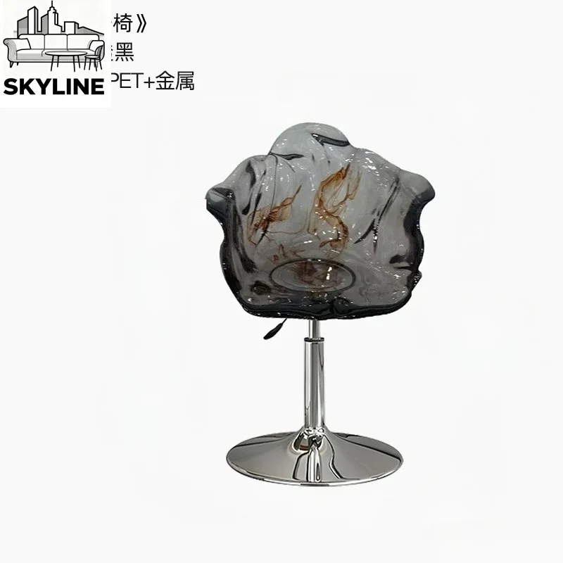 Glossy Petal Shaped Swivel Bar Stool Art Backrest Light Luxury High Chair For Villa Island & Showroom Decor