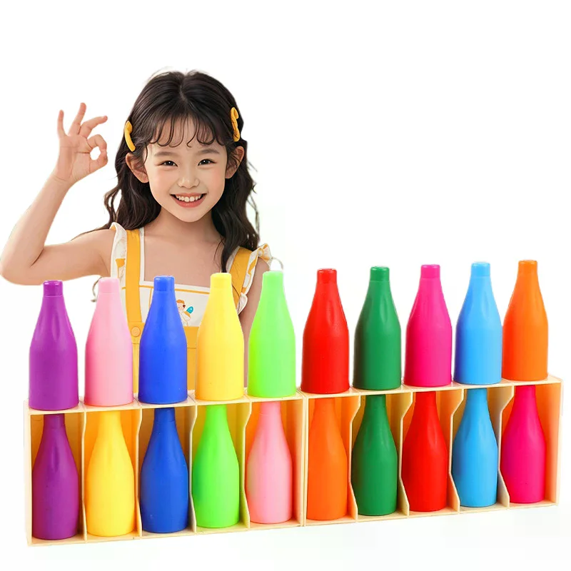 Children's Fun Beverages Color Match Toys 10/20bottles + Base,Early Childhood Guessing Memory Training Interactive Puzzle