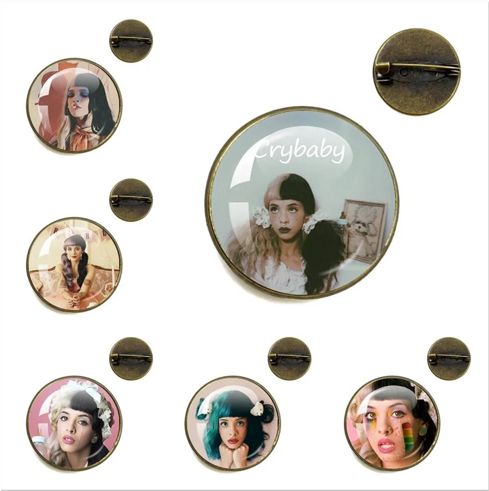 Melanie Martinez Crybaby Glass Dome Cabochon Pins Brooch Gifts Music Artist Pins Vintage Jewelry Fans Gifts