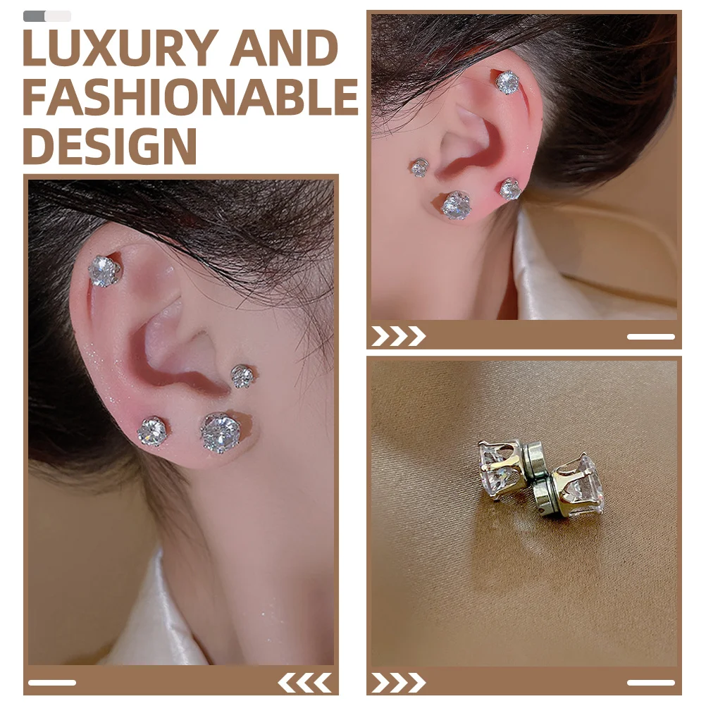 

1pcs Magnetic Stud Earrings For Women Mini Cubic Zirconia No Piercing Ear Clips Tiny Earrings Non Pierced Fashion Jewelry