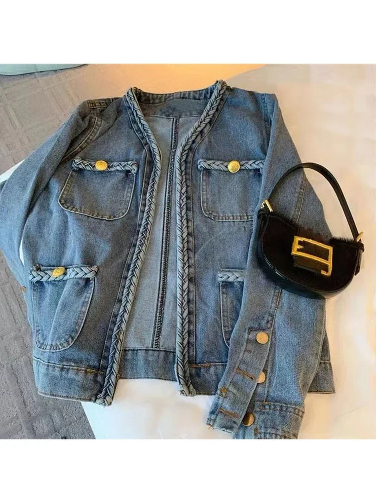 Fashion Denim Jacket for Women Casual Oversized Loose Jean Jackets 2022 New Autumn Ladies Long Sleeve Coat Cardigan Outerwear