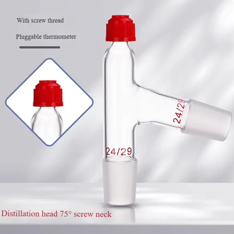 Glass screw distillation head, spike-shaped downward-sloping fractionating head
