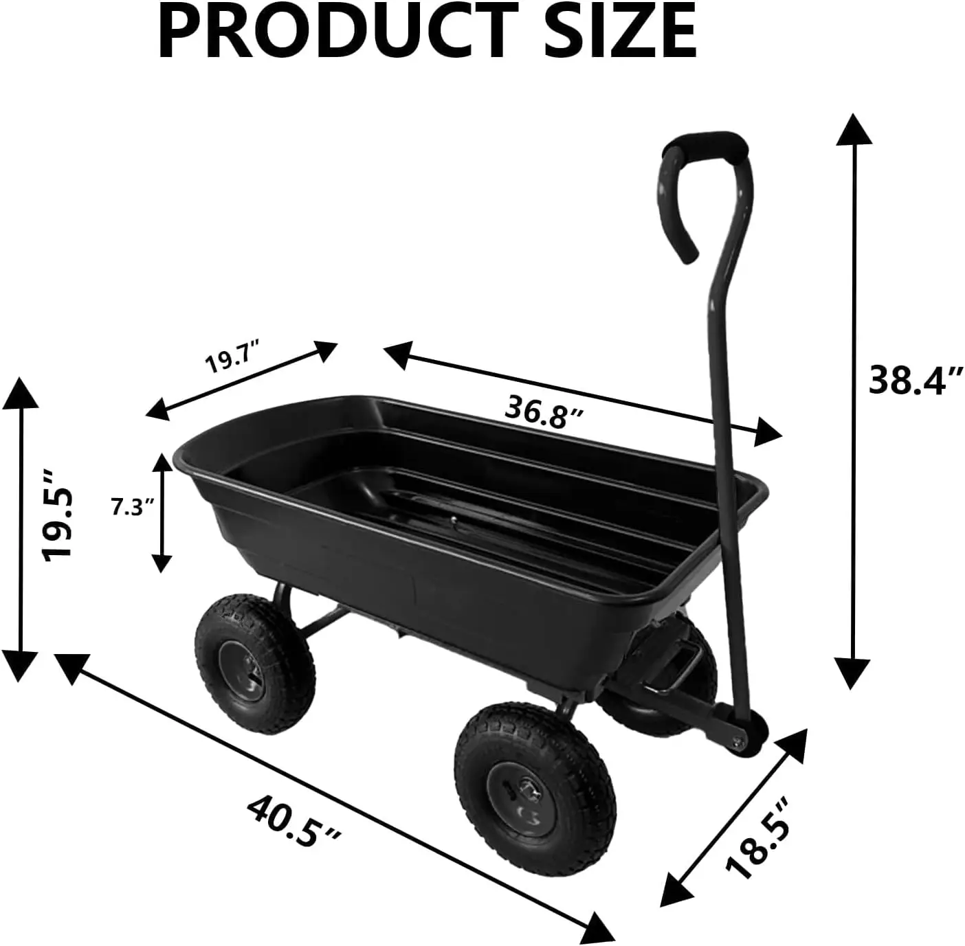 Heavy Duty 600 Lbs Outdoor Garden Wagon Dump Cart With Quick Release 10 Inch No Flat Wheels Carry Soil Plants Tools Yard Utility