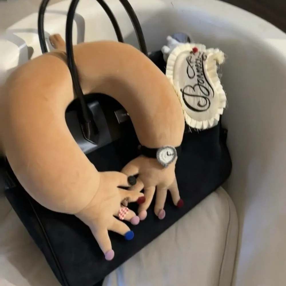 

Unique Soft Cervical Support Pillow Thickened Comfortable U-shaped Pillow Shiny Nails Funny Finger Pillow Travel Use