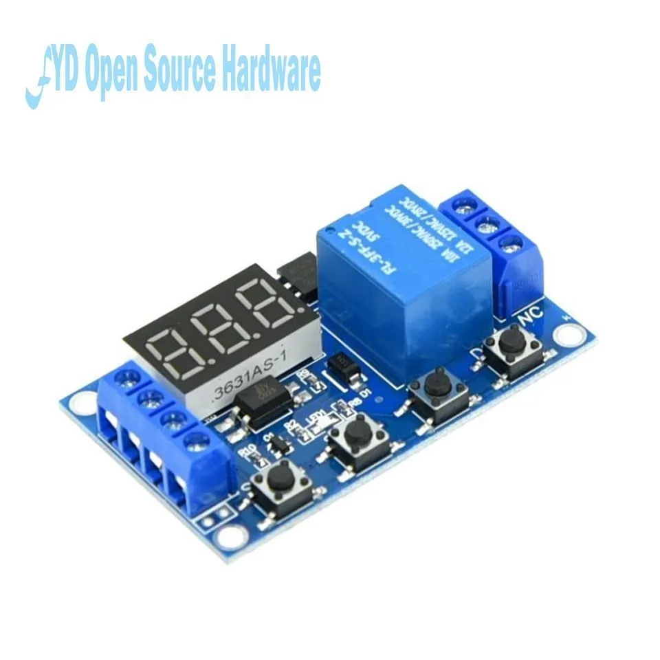 1 Channel 5V Relay 6-30V Relay Module OFF/ON Switch Trigger Time Delay Circuit Timer Cycle 999 minutes Adjustable XY-J02