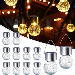 Hanging Solar Lights Cracked Glass Waterproof Solar Powered Globe Lights for Garden Yard Patio Fence Christmas Decoration