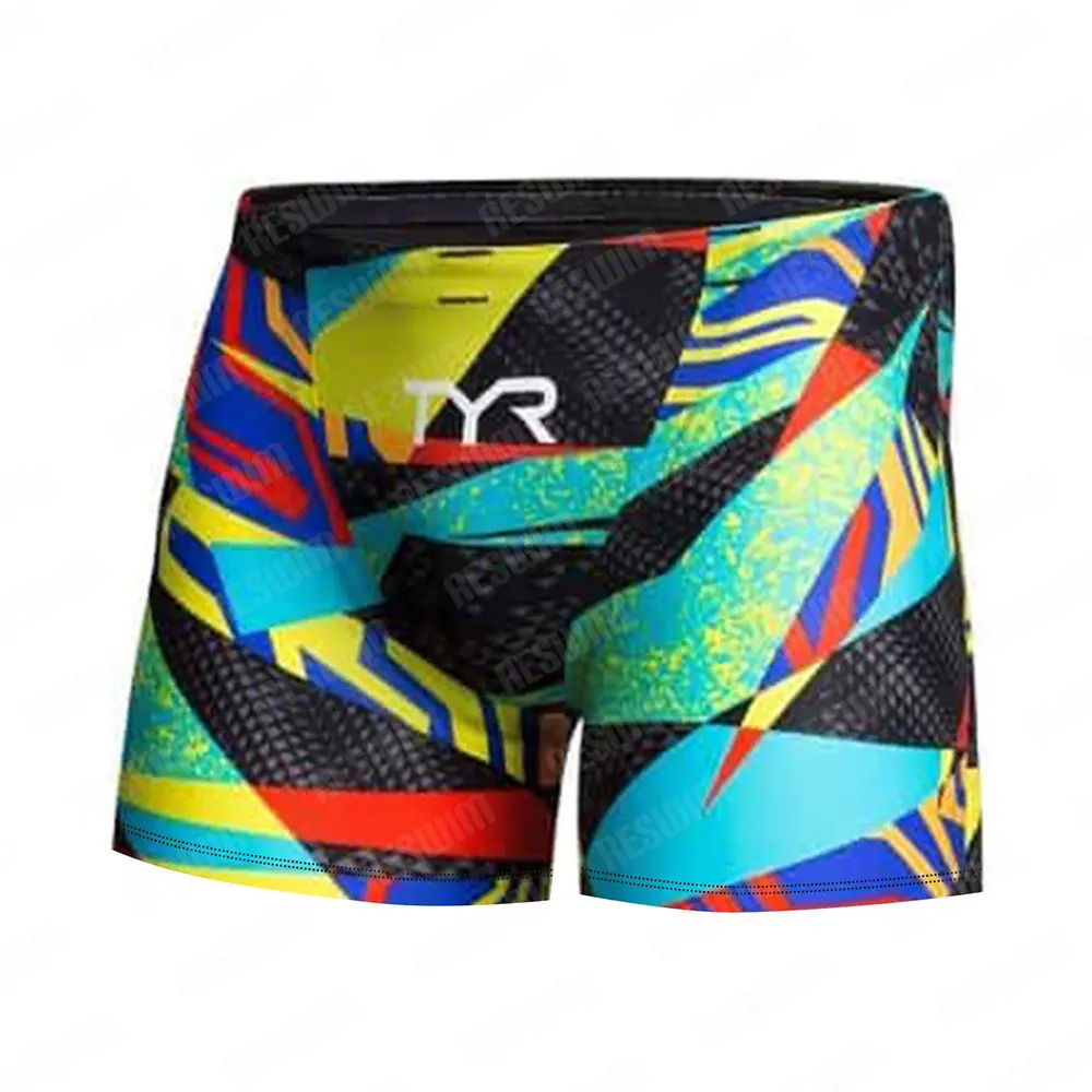 New Men's Swim Shorts Athletic Jammers Swimsuit Beach Tights Shorts Training Swimming Trunk Lycra Quick Dry Surf Pants Plus Size image 3