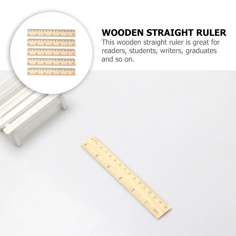 16Pcs Wooden Rulers Wood Straight Double Scale Rulers Ideal for School Office Surveying Mapping Drawing Supplies