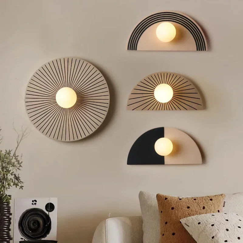 

Nordic Resin Semi-circular LED Art Wall Lamp Modern Minimalist Home Bedroom Decoration Living Room Study Lighting Fixture