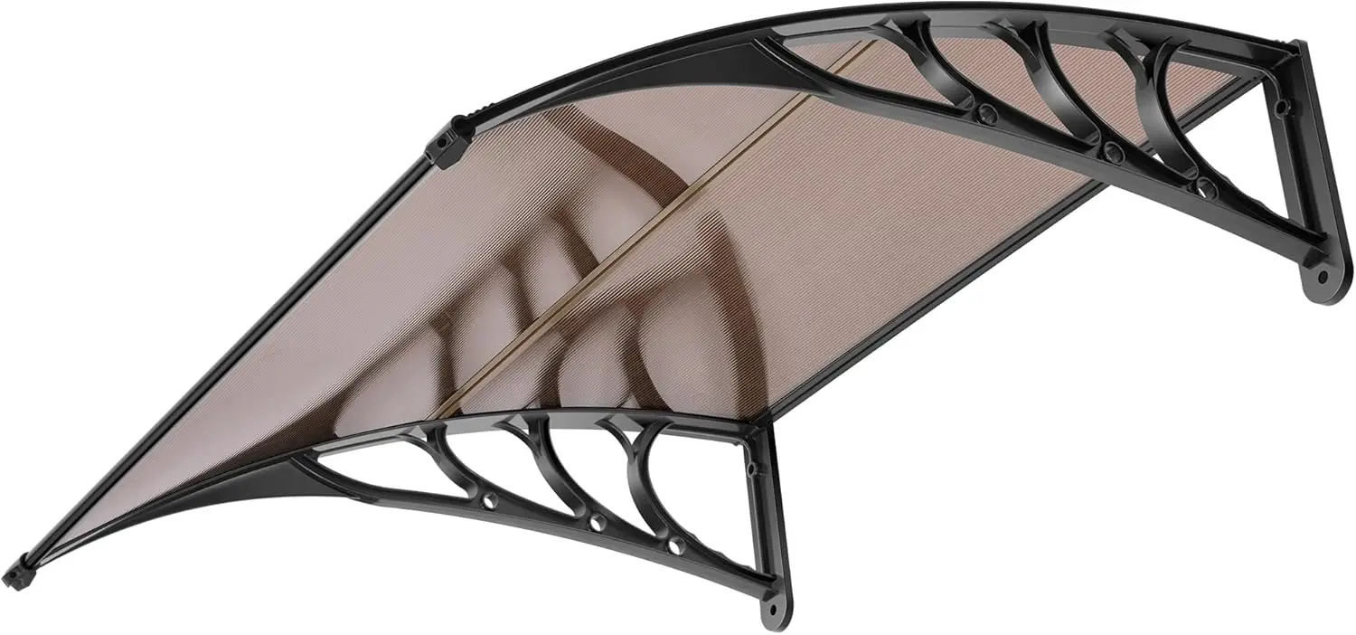

40x40 Inch Polycarbonate Window Door Awning with Black Bracket - Weatherproof, Easy Install for Home & Business