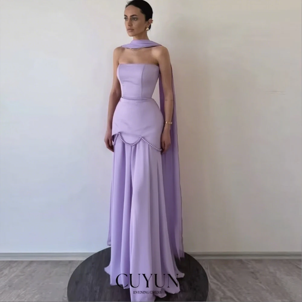 

CUYUN Red Elegant Women Evening Dresses Strapless Pearls Luxury Women Party Gown Customized Formal Occasion Gown for Lady