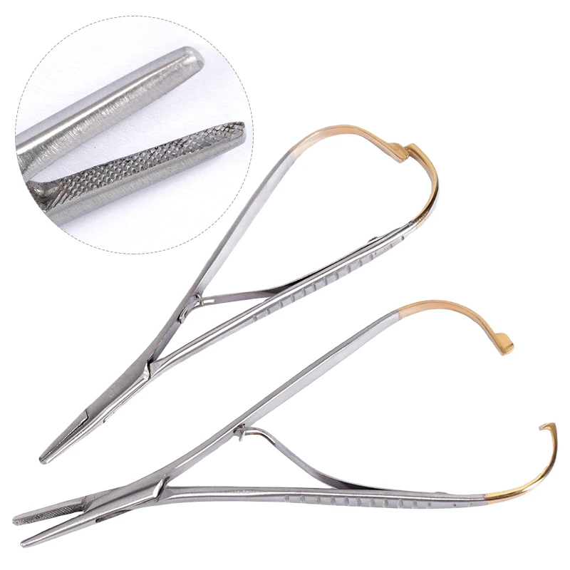 Dental Needle Holder Tweezers Elastic Ligature Tie Placement Forceps Spring-Action Handle Pliers  ﻿ ﻿