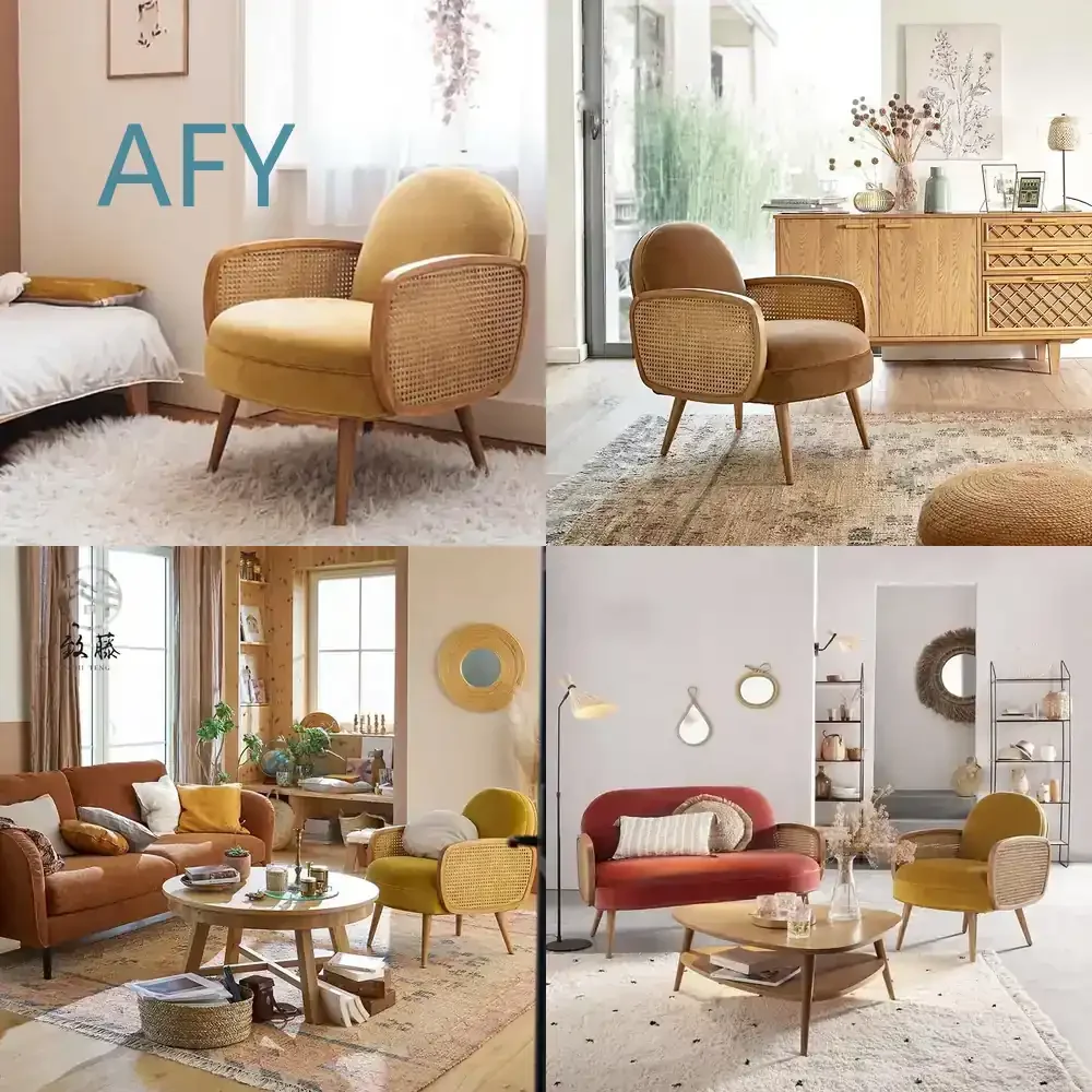 Nordic Rattan Weaving Sofa Chair for Home Furniture for Living Room for Modern Decor for Relaxing Armchair for Soft Leisure