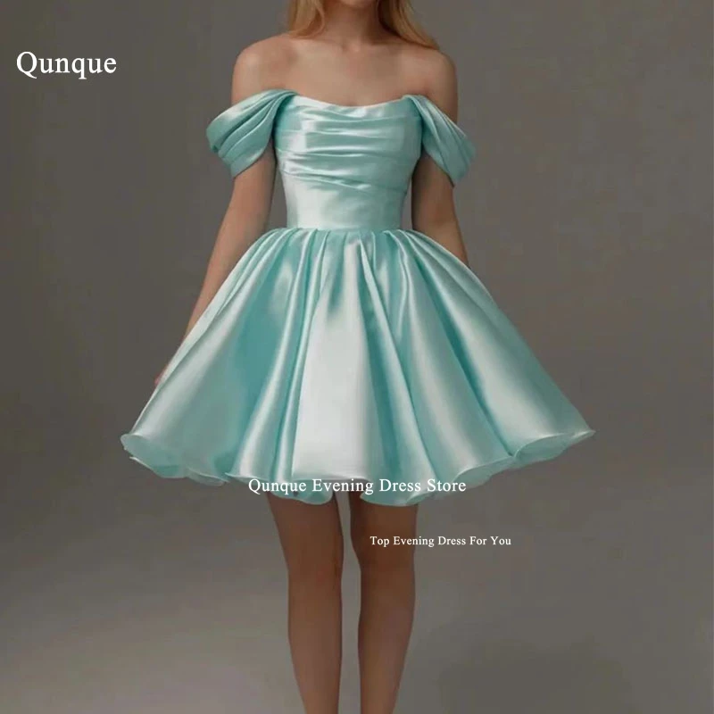 Qunque Off The Shoulder Mint Green Homecoming Dress Customized Prom Dresses Lace-up Back Cocktail Dresses вечернее платье в по