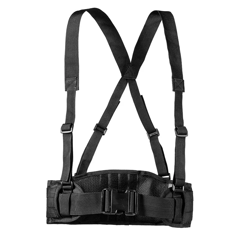 Tactical Molle Combat Waist Padded Belt with H-shaped Suspender Military Hunting sport corset Men\'s Adjustable Soft Padded