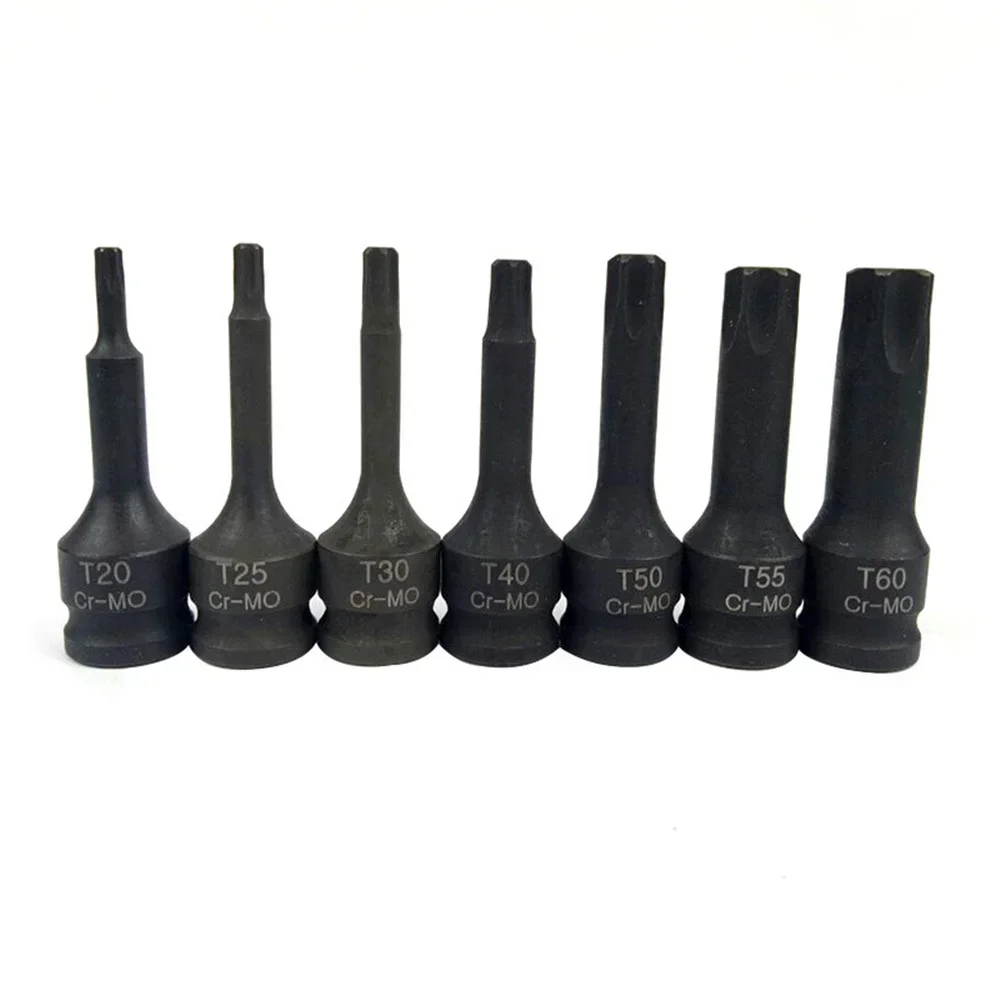 7 Pcs 3/8 Inch Impact Socket Bits Driver Metric Star Torx Hex Spline Ratchet Screwdriver Bit Socket Set Tools