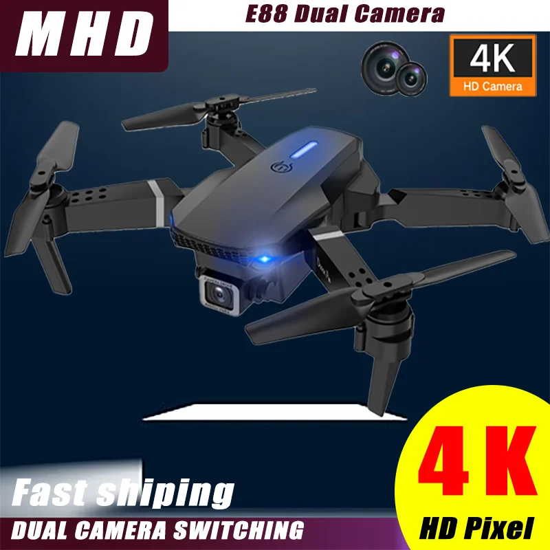 E88 折りたたみ式ドローン 2.4G 6CH RC クアッドコプター、ワンキー離陸/着陸アプリ制御、手頃な価格の子供向けギフト、初心者向けのお買い得なおもちゃ
